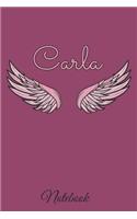 Carla Notebook: A beautiful personalized angel wings soft cover notebook with 100 lined pages in 6x9 inch format. Personal Diary Personalized Journal Customized Jou