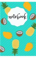 Notebook: Funny Mango Pineapple Coconut Design Summer Feeling, 110 lined pages, 6x9