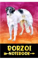 Borzoi Notebook: Lined Journal Composition Notebook(2 Gifts for Dog Lovers)