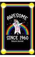 Awesome Since 1960: Dabbing Unicorn Notebook And Journal To Write In For 59 Year Old Boy Girl - 6x9 Unique Diary - 120 Blank Lined Pages - Happy 59th Birthday Gift Comp