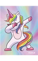Notebook: Blank Lined College Ruled Composition Notebook Journal Large Rainbow Dabbing Unicorn