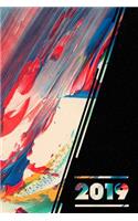2019: Vibrant Contemporary Modern Art Organizer Daily Weekly & Monthly Calendar Planner