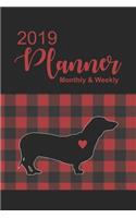 2019 Planner: Buffalo Plaid with Dachshund Dated Daily, Weekly, Monthly, Yearly Planner with To-Do, Gratitude, Habit Tracker, Dot Grid to Use as Organizer, Schedu