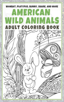 American Wild Animals - Adult Coloring Book - Wombat, Platypus, Bunny, Shark, and more
