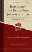 Information for Use of Farm Journal Editors, Vol. 10: December 30, 1933 (Classic Reprint)