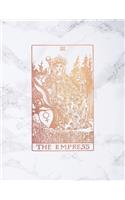 The Empress: Bullet Journal - 8.5 x 11 A4 Notebook - Soft White Marble and Brilliant Gold Design - Dot Grid Notebook