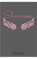 Shannon Notebook: A beautiful personalized angel wings soft cover notebook with 100 lined pages in 6x9 inch format. Personal Diary Personalized Journal Customized Jou