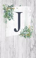 J: Monogram Initial Notebook Letter J - 8.5" x 11" - 100 pages, College Ruled- Rustic, Farmouse, Woodgrain, Floral