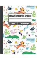 Primary Composition Notebook: Animal Primary Composition Notebooks Dotted Midline and Picture Space 120 Story Pages Doodling Drawing Writing and Handwriting Kindergarten to Early