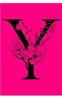 Y: Monogram Initial Letter Y Notebook: Customized Monogrammed Gift Journal To Write In. Black Floral Letter on Pink Cover