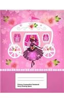 Primary Composition Notebook Story Drawing Space: Draw and Write Journal Half Blank Half Ruled Handwriting Practice Paper Notebook 100 Pages Middle Dotted Lines Cute Designs Princess with Carriage f