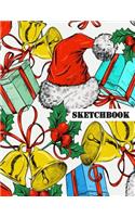 Sketchbook: A Christmas Themed Large Notebook with 120 Blank Pages, Cartoon Xmas and Winter Motifs Inside (8,5 X 11 Inches)