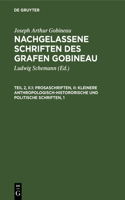 Prosaschriften, II: Kleinere Anthropologisch-Histororische Und Politische Schriften, 1