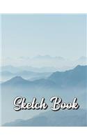 Sketch Book: Beautiful Snow Cloud Mountain Tops Background, Large Blank Sketch Book with Corner Tab Marks For Girls and Boys of All Ages. Perfect For Drawing, Do