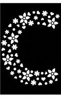 C: Initial Monogram Black Flower Notebook Floral College Rule Lined Writing and Notes Journal for Women and Teens
