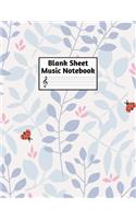 Blank Sheet Music Notebook: Easy Blank Staff Manuscript Book Large 8.5 X 11 Inches Musician Paper Wide 12 Staves Per Page for Piano, Flute, Violin, Guitar, Trumpet, Drums, Cell