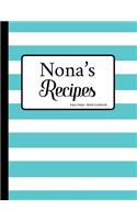 Nona's Recipes Aqua Stripe Blank Cookbook