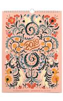 Floral Typography by Jill de Haan Designer Wall Calendar