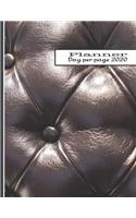 Day per page planner 2020: The large minimalism style professional page per day personal agenda diary for all your organisational needs - Brown chesterfield leather effect cov