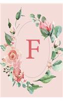F: Pink Roses and Peonies Monogram Sketchbook - 110 Sketchbook Pages (6 x 9) - Floral Watercolor Monogram Sketch Notebook - Personalized Initial Letter