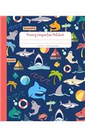 Primary Composition Notebook: Shark Attack - Bright and Colorful - Doing school work and homework is more fun in a cute notebook - Standard lined paper with margin - 120 pages