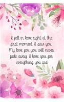 I fell in love right at the first moment I saw you. My love for you will never fade away.