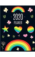 Regenbogen Planer 2020: Tagesplaner 2020 Januar - December (12 Monate) - Ideal für die Schule, Studium und das Büro - Agenda Organizer mit Raum für Notizen