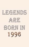 Legends Are Born In 1996 Notebook: Lined Notebook/Journal Gift 120 Pages, 6x9 Soft Cover, Matte Finish, Pearl White Color Cover