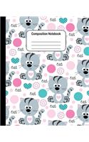 Composition Notebook - Sitting Cat Pattern on White Background: College Ruled Blank Lined Cute Notebooks for Cat Lovers Girls Women Teens Kids School Writing Notes Journal (7.5 x 9.25 in)
