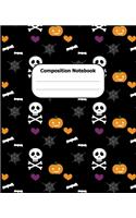 Composition Notebook: Halloween College Ruled 7.5 x 9.25 in 100 Pages Composition Book Skull Pumpkin Pattern Cover