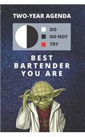 2020 & 2021 Two-Year Daily Planner For Best Bartender Gift - Funny Yoda Quote Appointment Book - Two Year Weekly Agenda Notebook For Bartending Goals