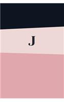 Monogram Initial J Notebook: Pink Geometric, Wide Ruled Notebook for Women, 120 Pages, 6x9