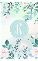 K: Initial Monogram Journal Notebook - Floral College Ruled Writing and Notes Journal - Floral Monogram Journals.