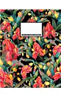Dot Grid Journal Notebook: 140 Pages Large Size 8.5 X 11 in Coral Iris Flowers Watercolor Design Softcover Blank Dots Journaling System