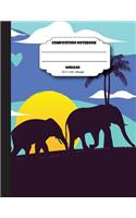 Composition notebook unruled 8.5 x 11 inch 200 page, Elephant in Blue wild: Large composition book journal for school student/teacher/office