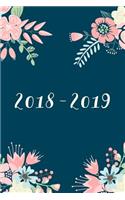 2018 - 2019, 18 Month Weekly & Monthly Planner: Floral Corners Illustration, Daily, Weekly, Monthly, January 2018 - June 2019