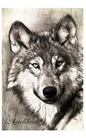 Sketchbook: A Cute Black Wolf Themed Personalized Artist Sketch Book Notebook and Blank Paper for Drawing, Painting Creative Doodling or Sketching