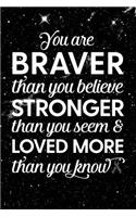 You Are Braver Than You Believe Stronger Than You Seem & Loved More Than You Know