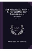 First- Ninth Annual Report of the New York State Dairy Commissioner ...