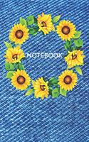 Bleu Jeans Denim Notebook: Sunflowers Blank Lined Journal 6x9 Inches 100 Pages