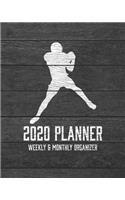 2020 Planner Weekly and Monthly Organizer: American Football Dark Wood Vintage Rustic Theme - Calendar Views with up to 130 Inspirational Quotes - Jan 1st 2020 to Dec 30th 2020 - Holidays Inc