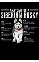 Anatomy of A Siberian Husky: Siberian Dog Lined Notebook Journal Diary 6x9