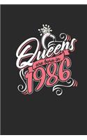 Queens Are Born In 1986: Small Lined Notebook (6 X 9 -120 Pages) for Birthday Gift Idea for Women