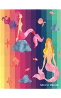 sketchbook: Mermaids on multicolor cover (8.5 x 11) inches 110 pages, Blank Unlined Paper for Sketching, Drawing, Whiting, Journaling & Doodling