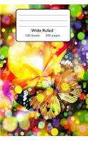 Wide Ruled Composition Notebook 6" x 9". Bright Butterfly Bokeh Magic Dream: 6" x 9". 200 Pages. Book Cover With Beautiful Bright Butterfly Bokeh Magic Dream Background Pattern.