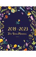 2019-2023 Five Year Planner- Fancy Flowers: 60 Months Planner and Calendar, Monthly Calendar Planner, Agenda Planner and Schedule Organizer, Journal Planner and Logbook, Appointment Notebook, 