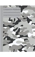 Camouflage Gray Composition Notebook - Blank: 130 Pages 7.44 x 9.69 Unlined Drawing Sketchbook Art Sketch Paper Book School Teacher Student Grey Camo Subject