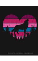 Composition Notebook: Wolf Love College Ruled Blank Journal
