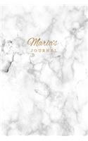 Maria's Journal: Personalized Marble + Gold Maria Notebook - 120-Page Lined