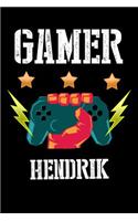 Gamer Hendrik: Liniertes Notizbuch für deinen Vornamen